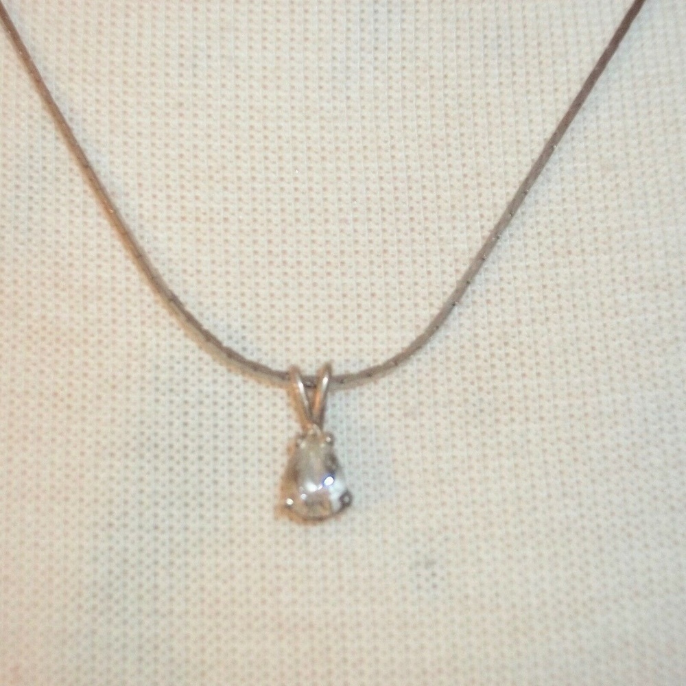 𝅺teardrop CZ necklace Sterling silver setting